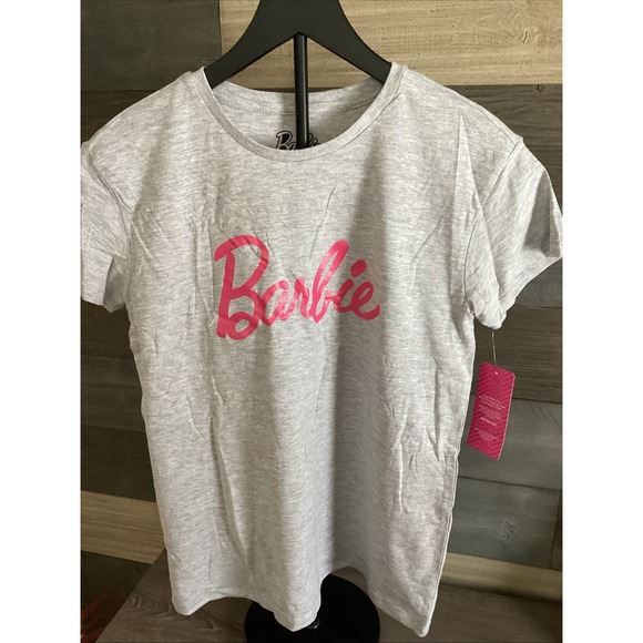Barbie Other - Barbie Girls T-shirt Size 14-16 Grey With Barbie Pink Brand New